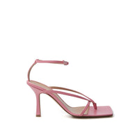 Bottega Veneta Elegant Pink Nappa Leather Stretch Sandals