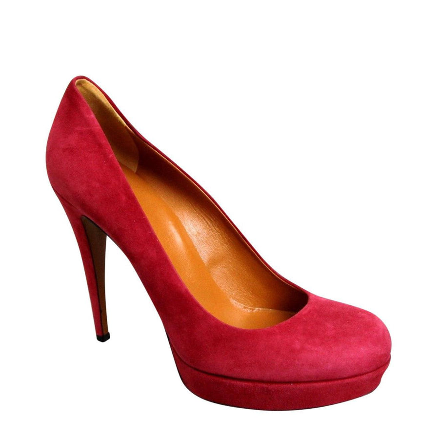 Gucci Women's Raspberry Suede Platform Pump Shoes