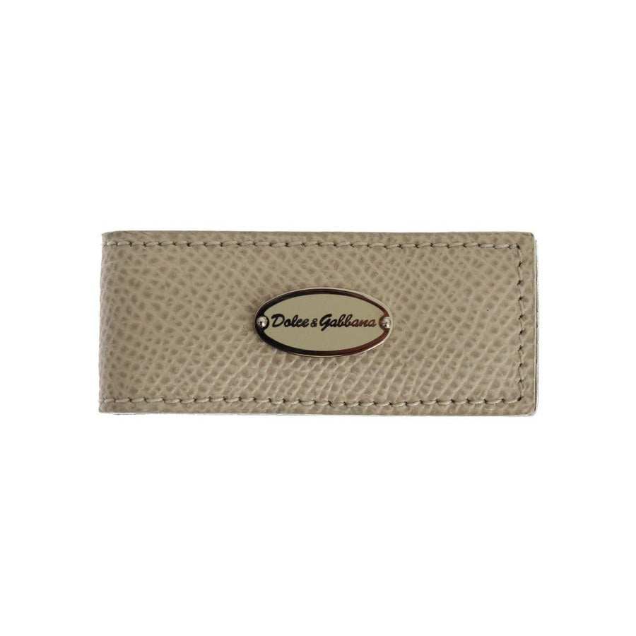 Dolce & Gabbana Elegant Beige Leather Money Clip