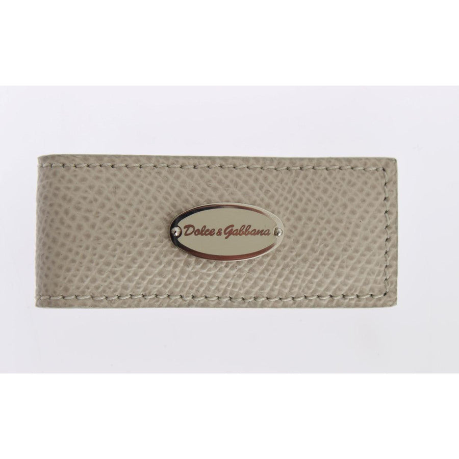 Dolce & Gabbana Elegant Beige Leather Money Clip