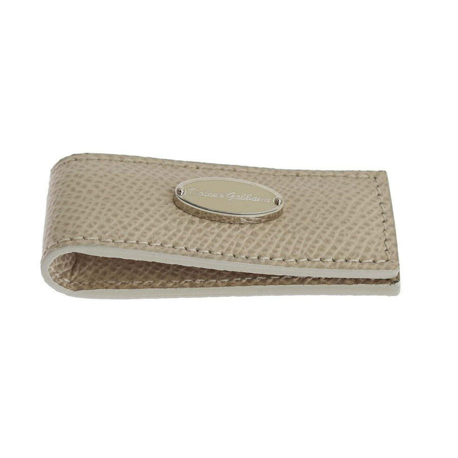 Dolce & Gabbana Elegant Beige Leather Money Clip