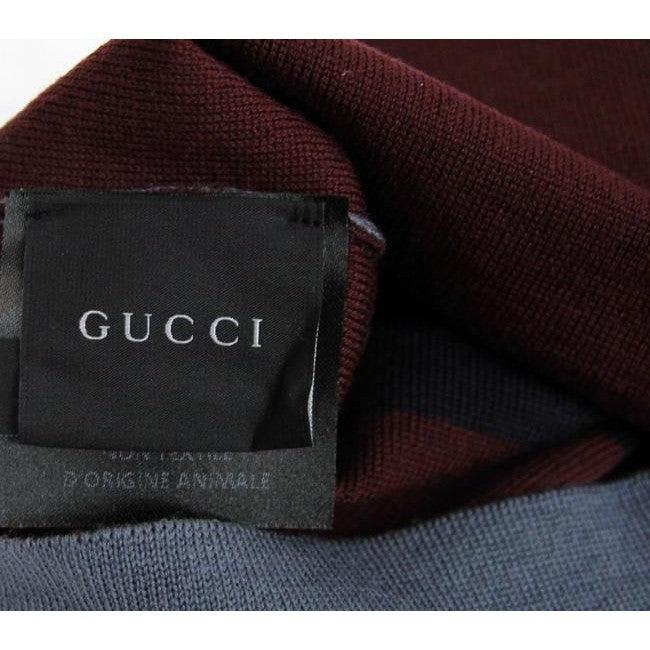 Gucci Unisex Burgundy Blue Wool Beanie Medium Knit Cap