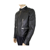 Burberry Burberry Men's Black Leather Diamond Quilted Biker Jacket