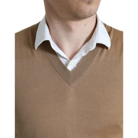 Dolce & Gabbana Brown Wool Sleeveless Pullover Sweater