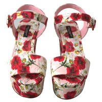 Dolce & Gabbana Floral Ankle Strap Wedge Sandals