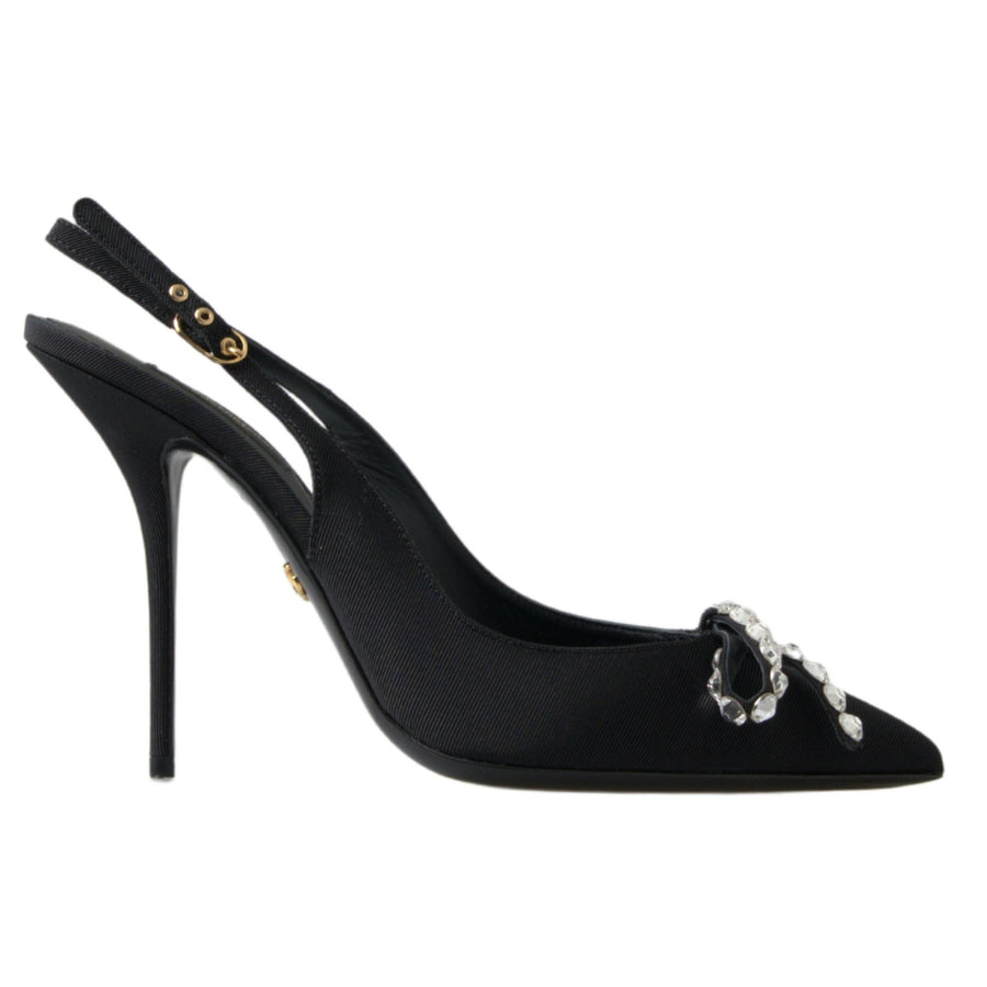 Dolce & Gabbana Embellished Black Slingback Heels Pumps