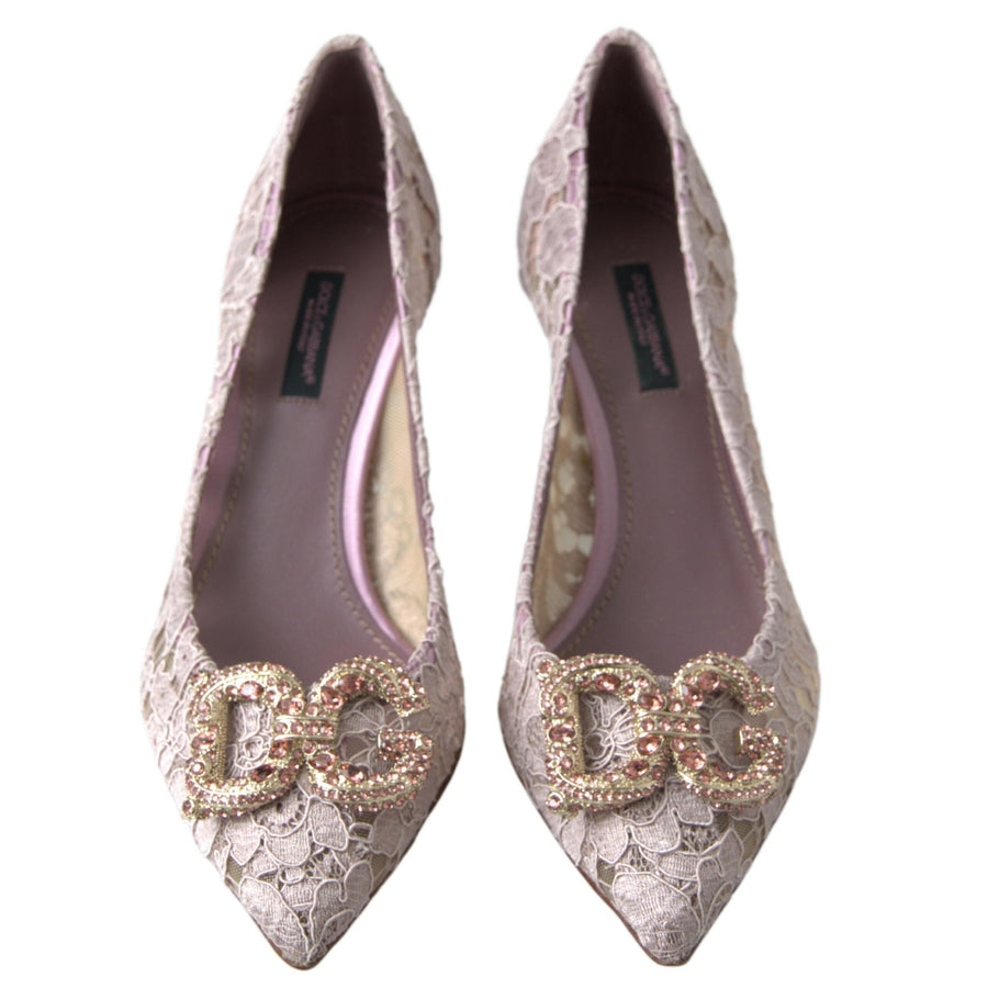 Dolce & Gabbana Elegant Pink Crystal Embellished Heels