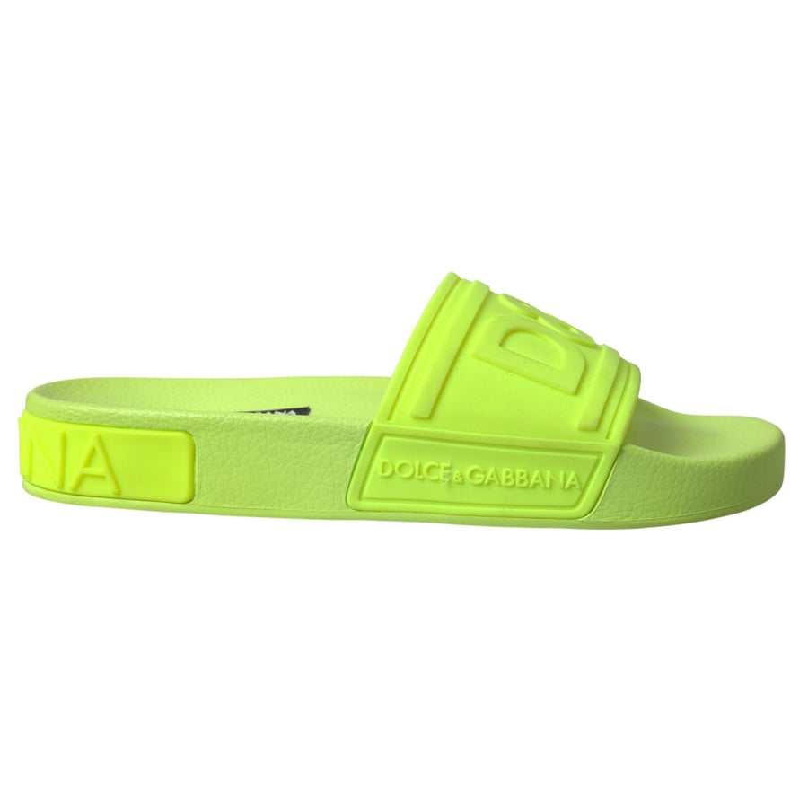 Dolce & Gabbana Elegant Yellow Green Slide Sandals