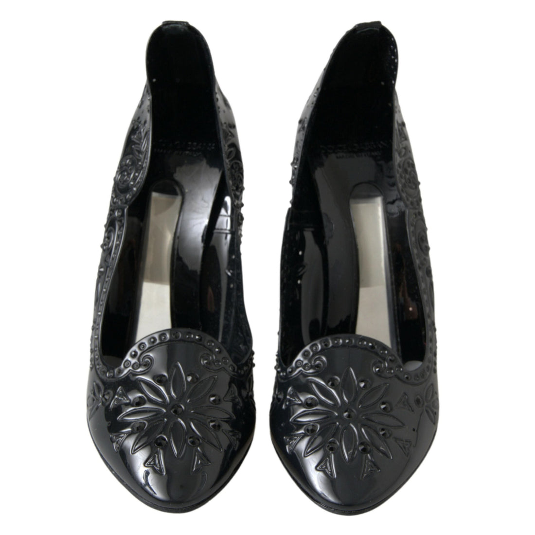 Dolce & Gabbana Elegant Black Crystal Cinderella Pumps