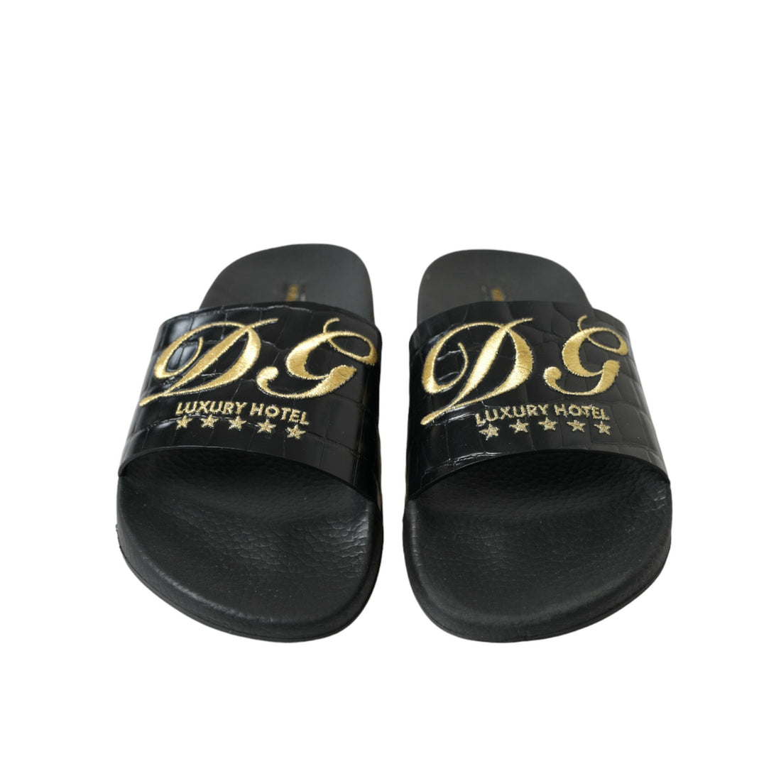 Dolce & Gabbana Black Luxury Hotel Beachwear Sandals Shoes