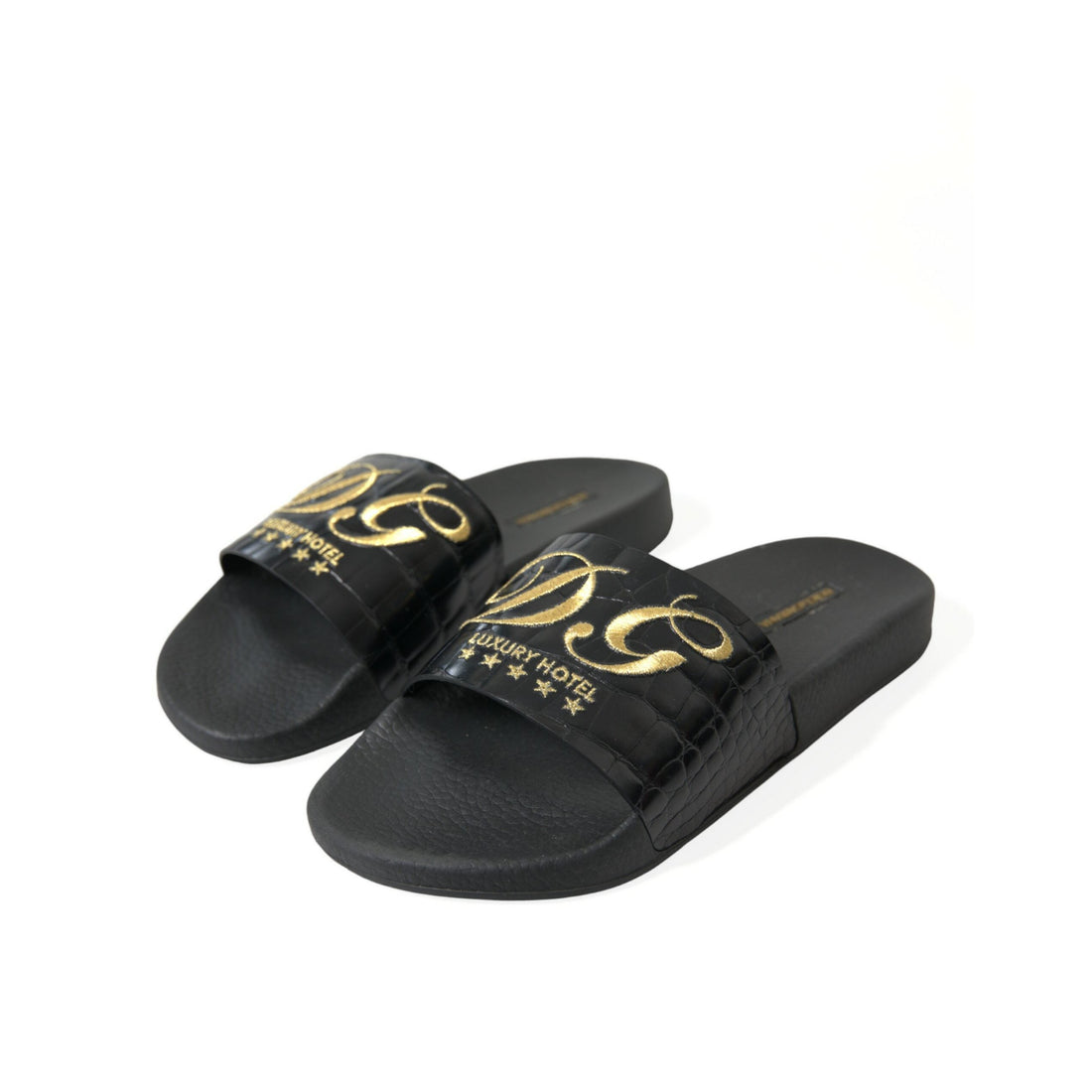 Dolce & Gabbana Black Luxury Hotel Beachwear Sandals Shoes