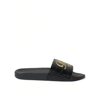 Dolce & Gabbana Black Luxury Hotel Beachwear Sandals Shoes