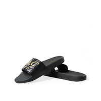 Dolce & Gabbana Black Luxury Hotel Beachwear Sandals Shoes