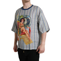 Dolce & Gabbana Multicolor Agosto Print Linen T-shirt