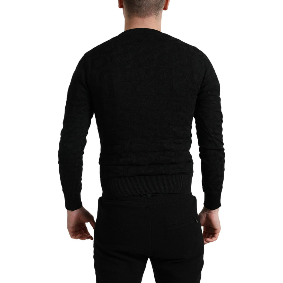 Dolce & Gabbana Black Silk Crew Neck Men Pullover Sweater