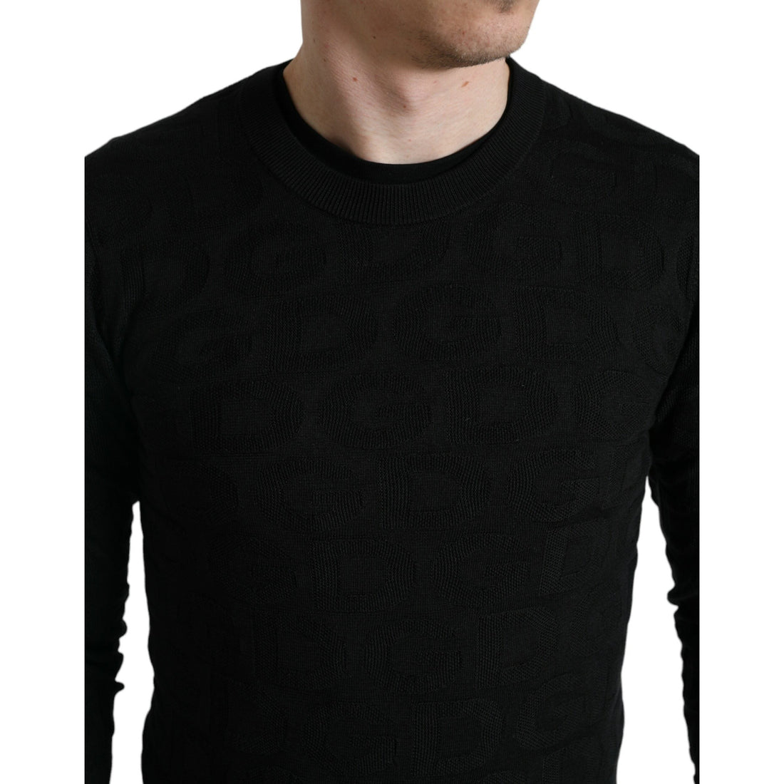 Dolce & Gabbana Black Silk Crew Neck Men Pullover Sweater