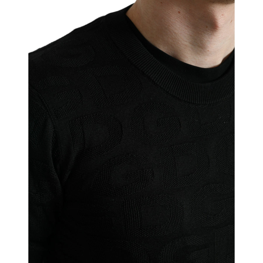 Dolce & Gabbana Black Silk Crew Neck Men Pullover Sweater