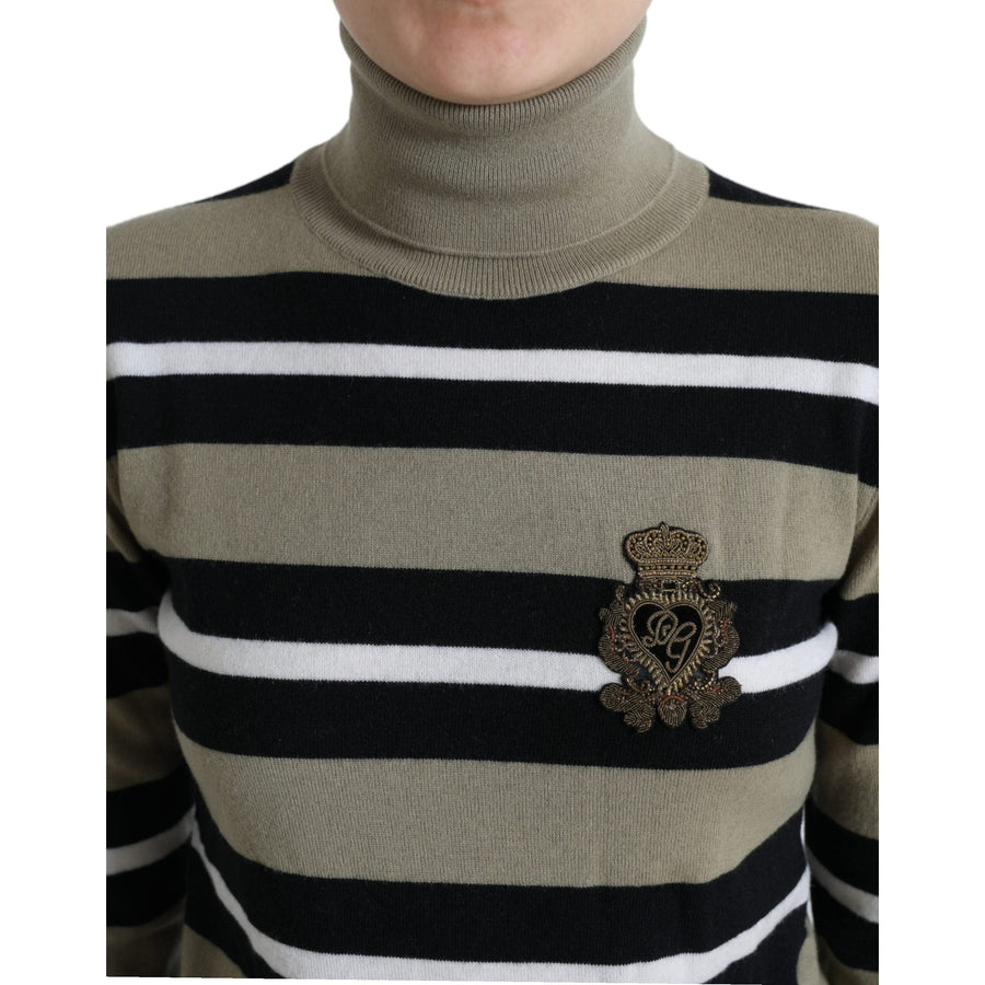 Dolce & Gabbana Multicolor Stripes Logo Turtle Neck Pullover Sweater