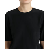 Dolce & Gabbana Black Silk Round Neck Short Sleeve Blouse Top