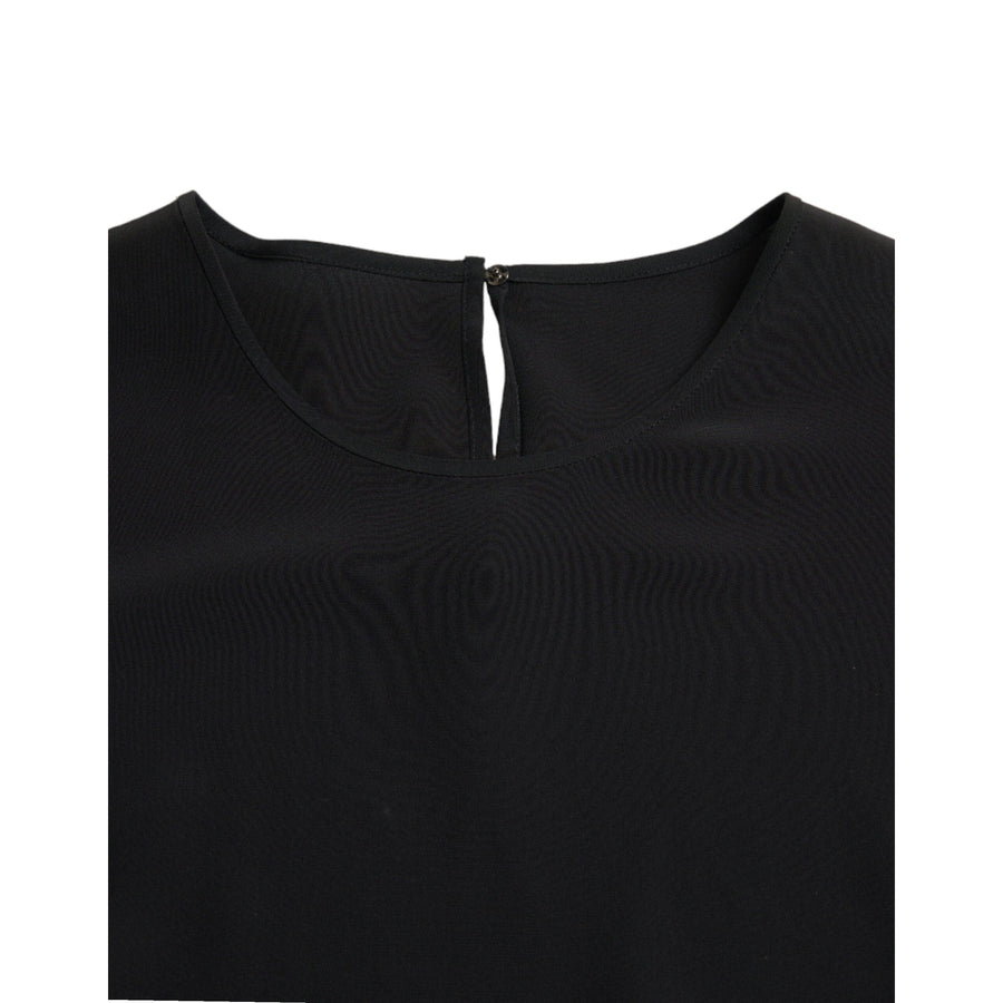 Dolce & Gabbana Black Silk Round Neck Short Sleeve Blouse Top