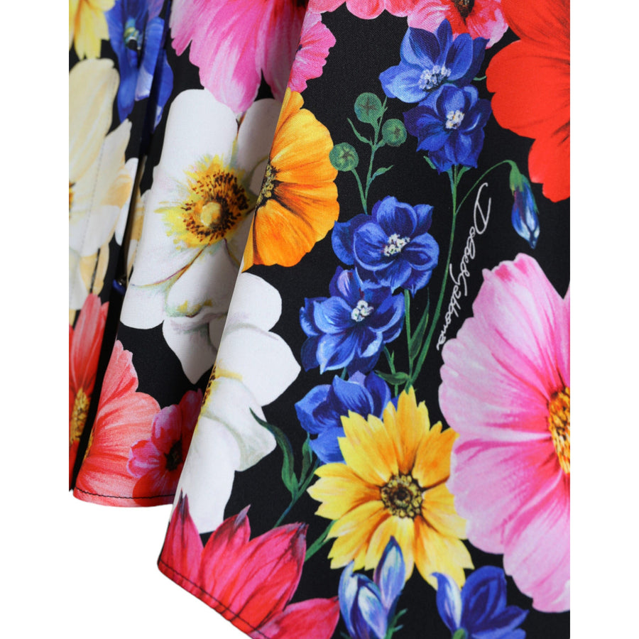 Dolce & Gabbana Multicolor Floral Ascot Collared Blouse Top