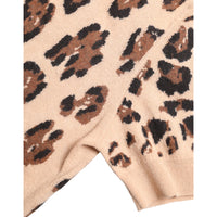 Dolce & Gabbana Beige Leopard Print Wool Turtleneck Top