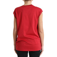 Dolce & Gabbana Red Cotton DG Logo Crew Neck Tank Top T-shirt