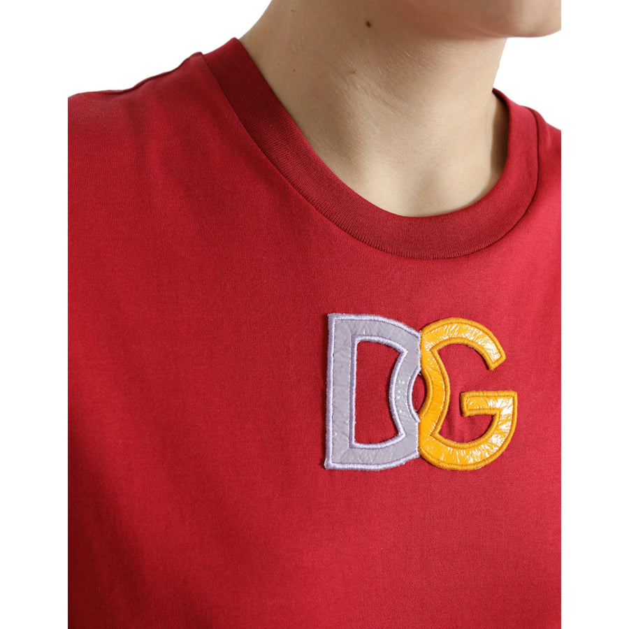 Dolce & Gabbana Red Cotton DG Logo Crew Neck Tank Top T-shirt