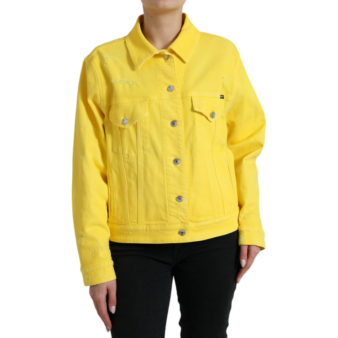 Dolce & Gabbana Yellow Cotton DENIM Jeans Button Coat Jacket