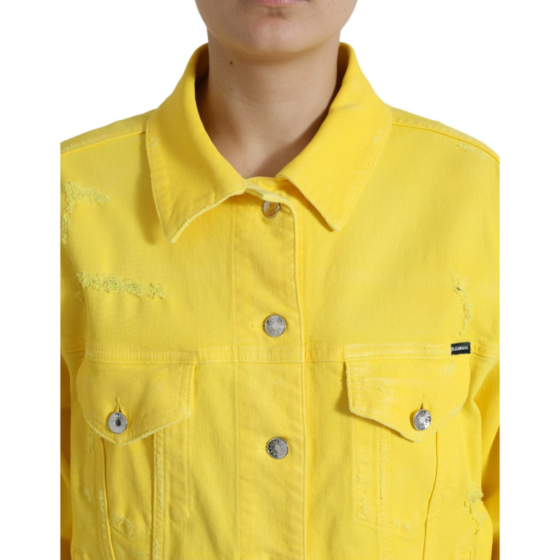 Dolce & Gabbana Yellow Cotton DENIM Jeans Button Coat Jacket