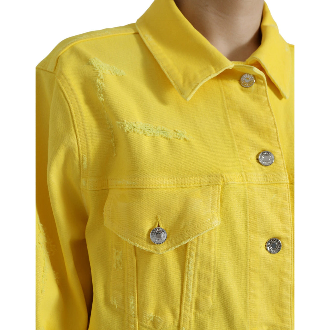 Dolce & Gabbana Yellow Cotton DENIM Jeans Button Coat Jacket