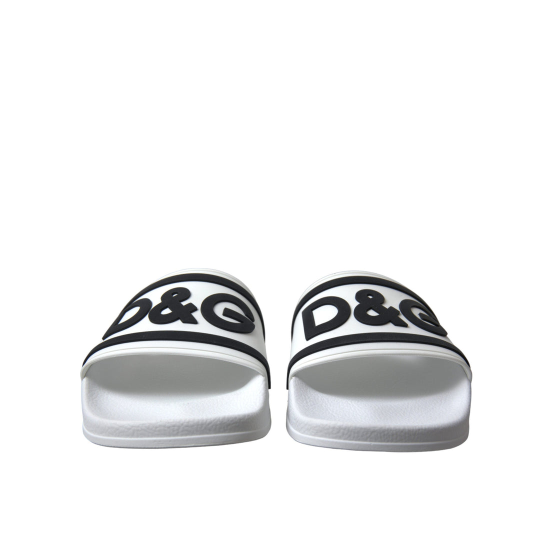 Dolce & Gabbana Chic White Designer Slides with Logo Detail