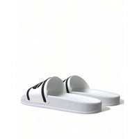 Dolce & Gabbana Chic White Designer Slides with Logo Detail