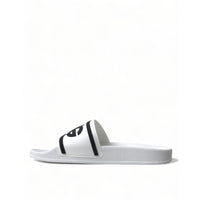 Dolce & Gabbana Chic White Designer Slides with Logo Detail