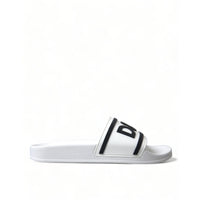 Dolce & Gabbana Chic White Designer Slides with Logo Detail