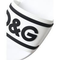 Dolce & Gabbana Chic White Designer Slides with Logo Detail