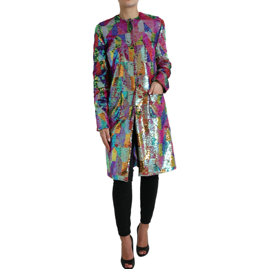 Dolce & Gabbana Multicolor Polyester Sequined Coat Jacket