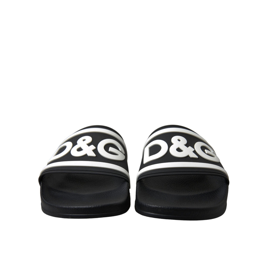 Dolce & Gabbana Black Rubber Sandals Slippers Beachwear Men Shoes