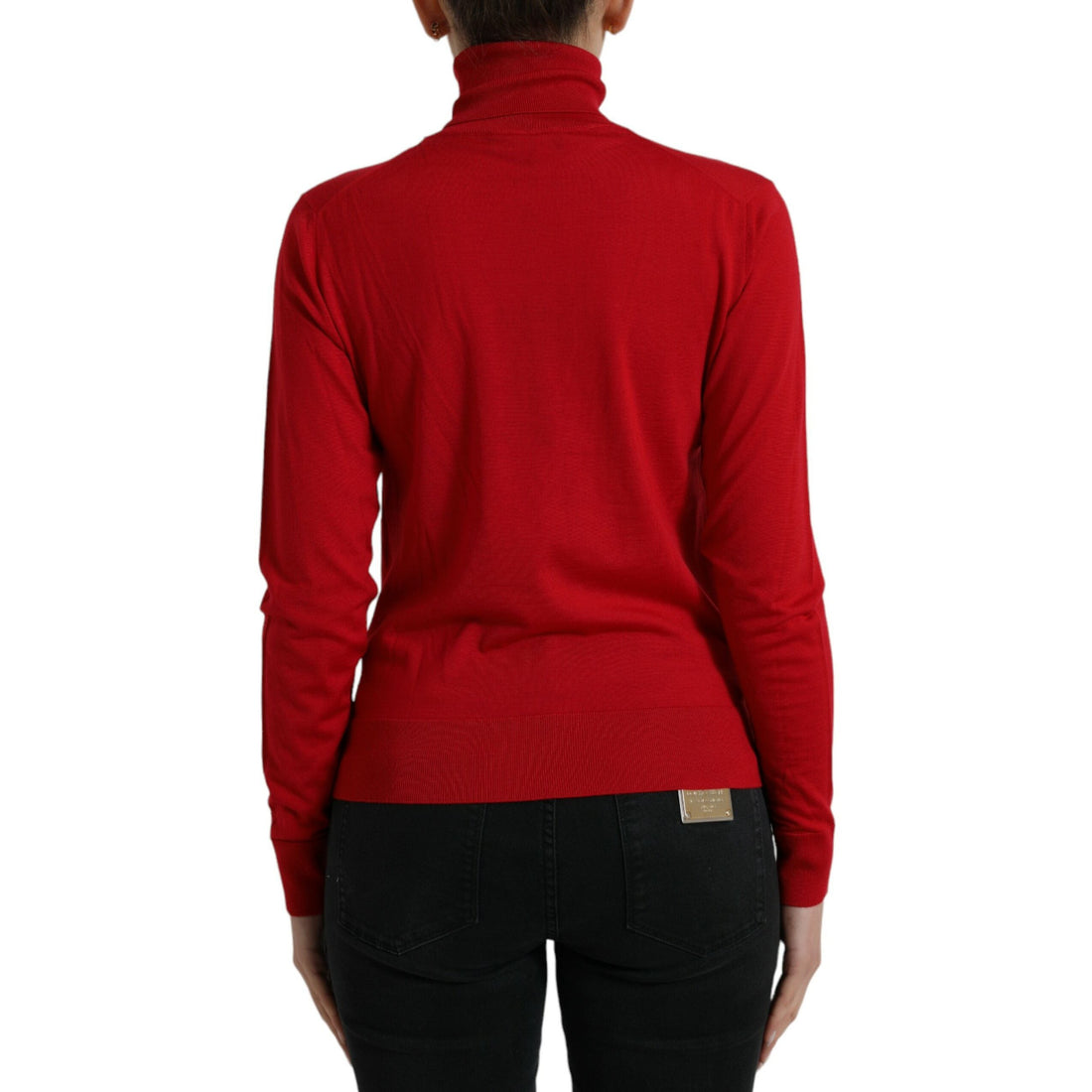 Dolce & Gabbana Red Intarsia Wool Turtleneck Pullover Sweater