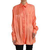 Dolce & Gabbana Peach Long Sleeve Button Down Blouse Top