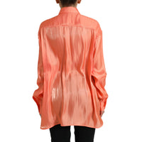 Dolce & Gabbana Peach Long Sleeve Button Down Blouse Top