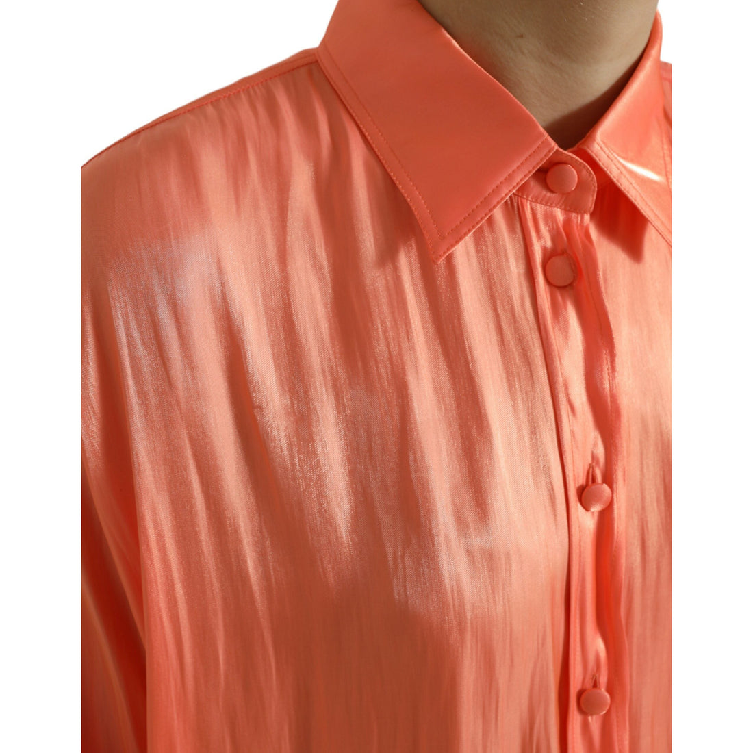 Dolce & Gabbana Peach Long Sleeve Button Down Blouse Top