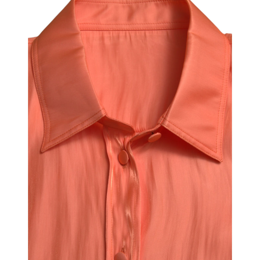 Dolce & Gabbana Peach Long Sleeve Button Down Blouse Top