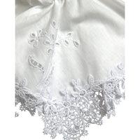 Dolce & Gabbana White Cotton Lace Trim Collared Blouse Top