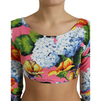 Dolce & Gabbana Multicolor Floral Long Sleeves Cropped Top