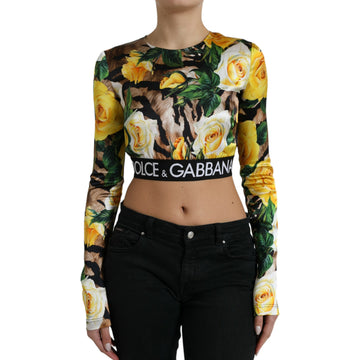 Dolce & Gabbana Multicolor Floral Long Sleeves Cropped Top