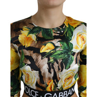 Dolce & Gabbana Multicolor Floral Long Sleeves Cropped Top