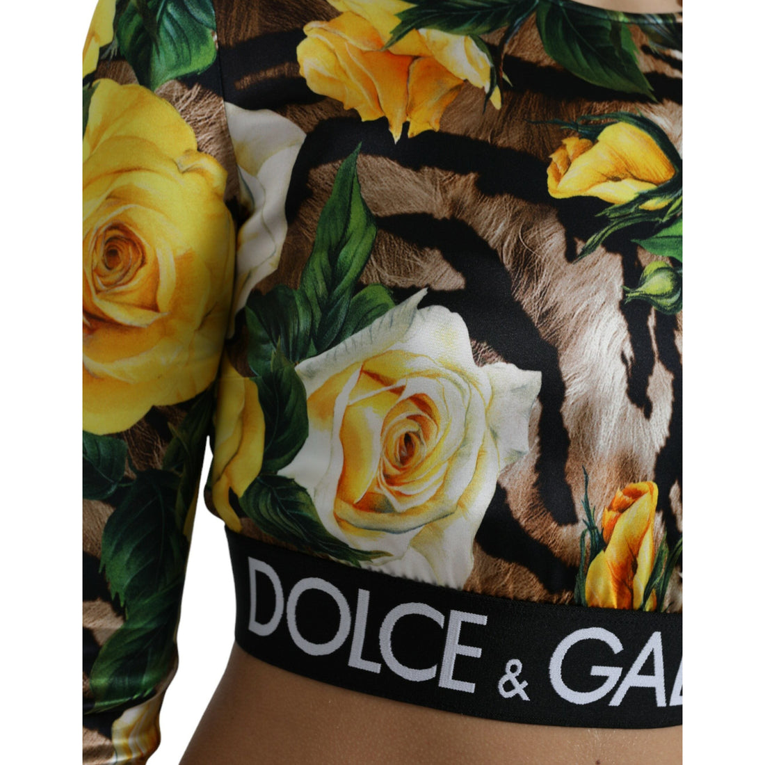 Dolce & Gabbana Multicolor Floral Long Sleeves Cropped Top