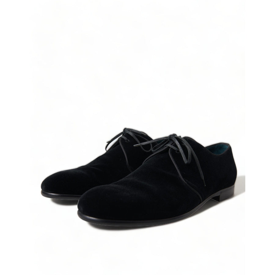 Dolce & Gabbana Elegant Black Velvet Derby Dress Shoes