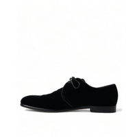 Dolce & Gabbana Elegant Black Velvet Derby Dress Shoes